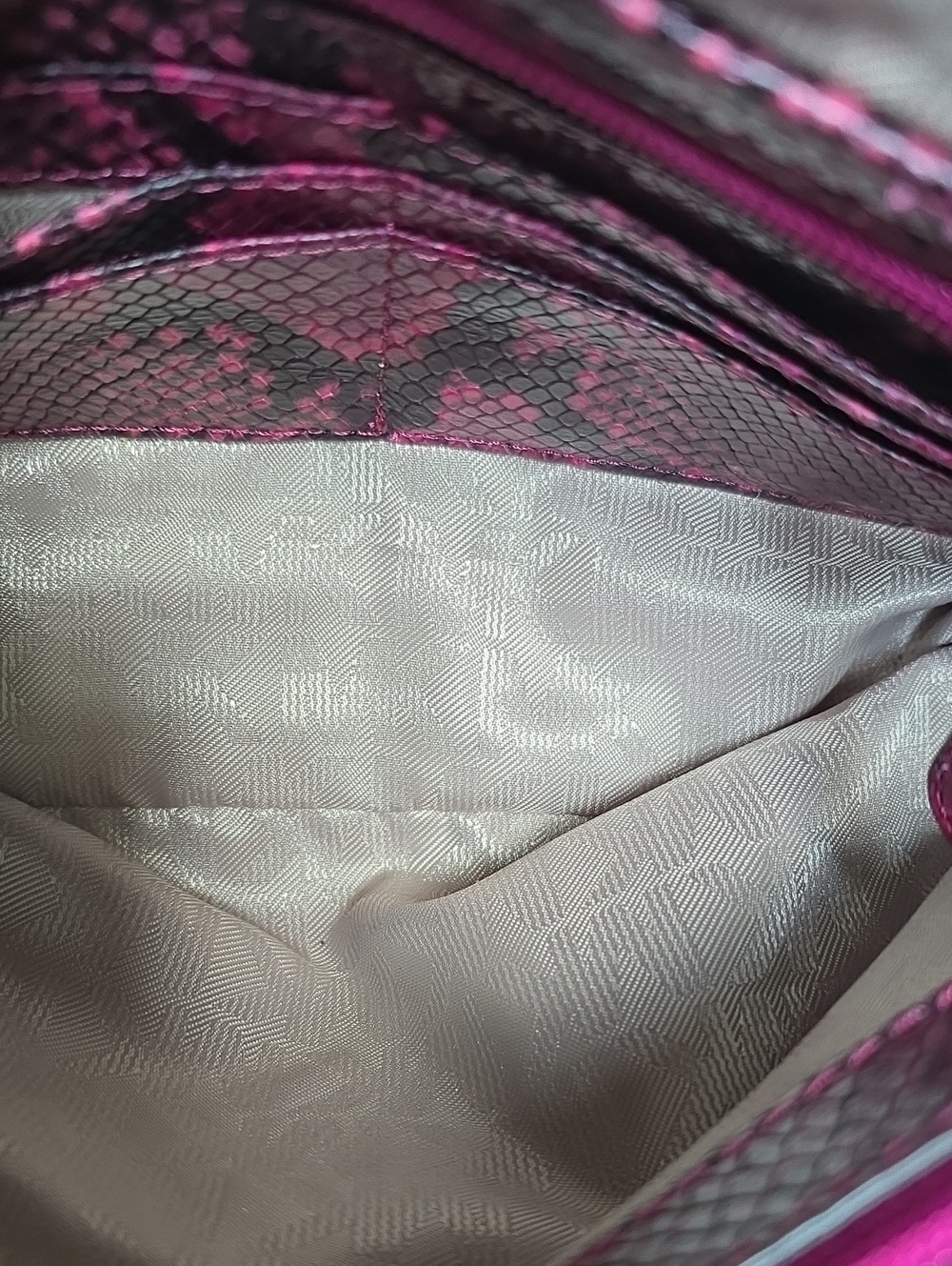 Michael Kors Sloan Fuchsia Quilted Snake Print Leather Chain Shoulder Bag - Picture 10 of 17